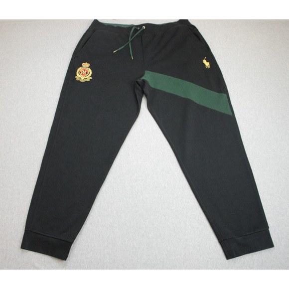 Polo Ralph Lauren Joggers Mens Size XLT Black Embroidered Gold Crest Logo - Picture 1 of 7